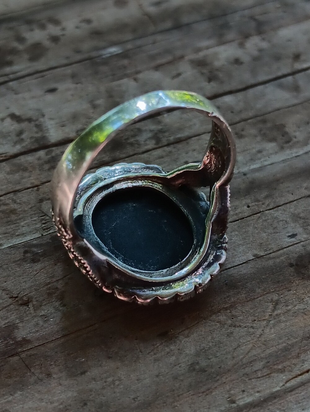 Vintage 925 Onyx Marcasite Size 8.5 Ring - Picture 3 of 4